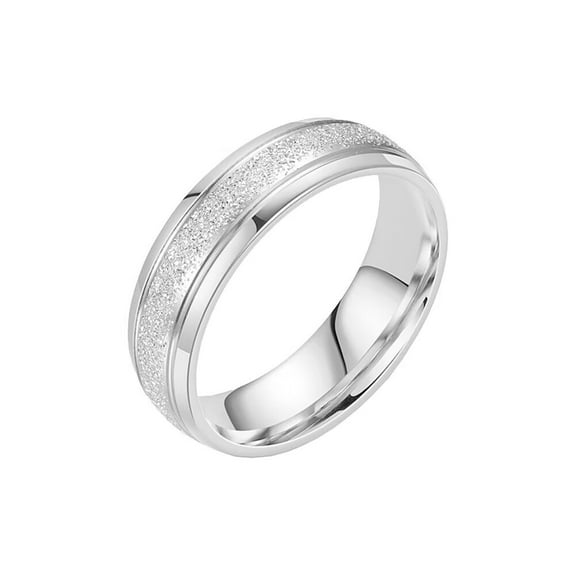 PAMTIER Mens Womens Stainless Steel Brushed Center Band Ring Dainty Minimalist Matte and Shiny Contrast Wedding Band Silver Size 6