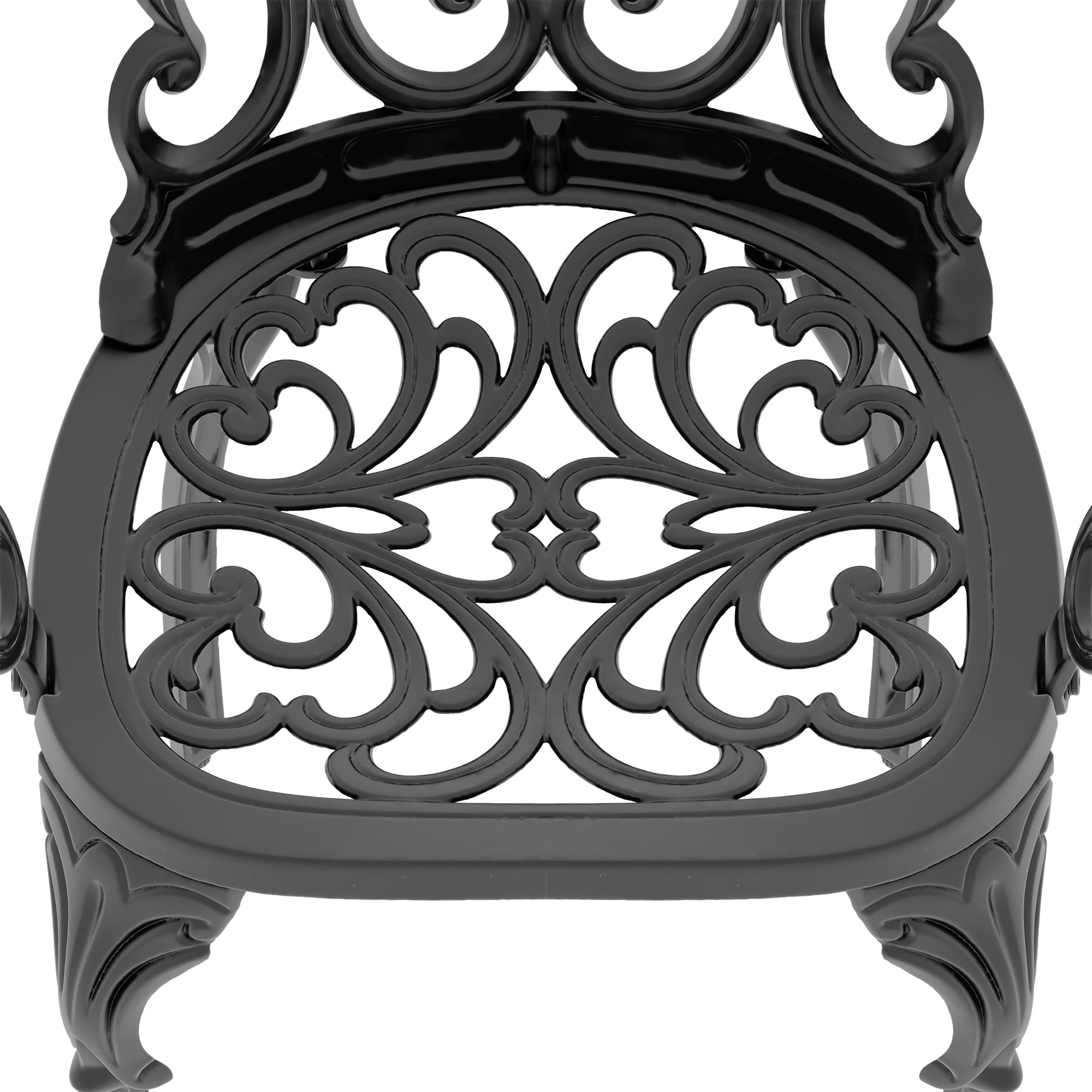 Cast Aluminum Patio Dining Chairs Set of 2 with Black Frame and Beige Cushions for Garden Deck, Black