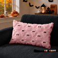 thumbnail image 4 of Halloween Ghost Lumbar Throw Pillow Cover, Cute Tufted Knit Decorative Cushion Case for Sofa Couch, Spooky Soft Plush Fuzzy Fall Holiday Home Decor, 12x20 Inch, Pink, 4 of 6