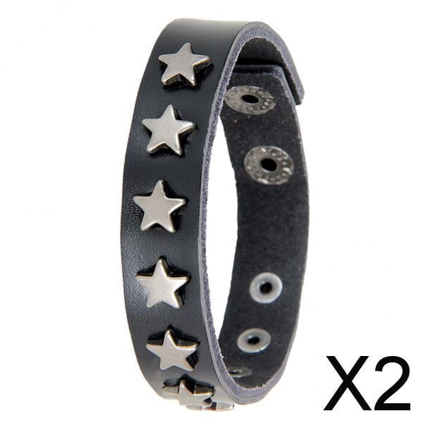 Correa de Cinturón PU Cuero Estrella Pulsera Brazalete 2 piezas Yinane