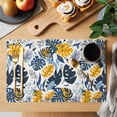 thumbnail image 2 of Tropical Leaf Placemats Set of 12 Orange Blue Palm Plants Summer Pastoral Place Mats Indoor Wipeable Table Mats Washable Cloth Dining Table Placemats for Kitchen Holiday Party Home Decor 13x19 Inch, 2 of 9