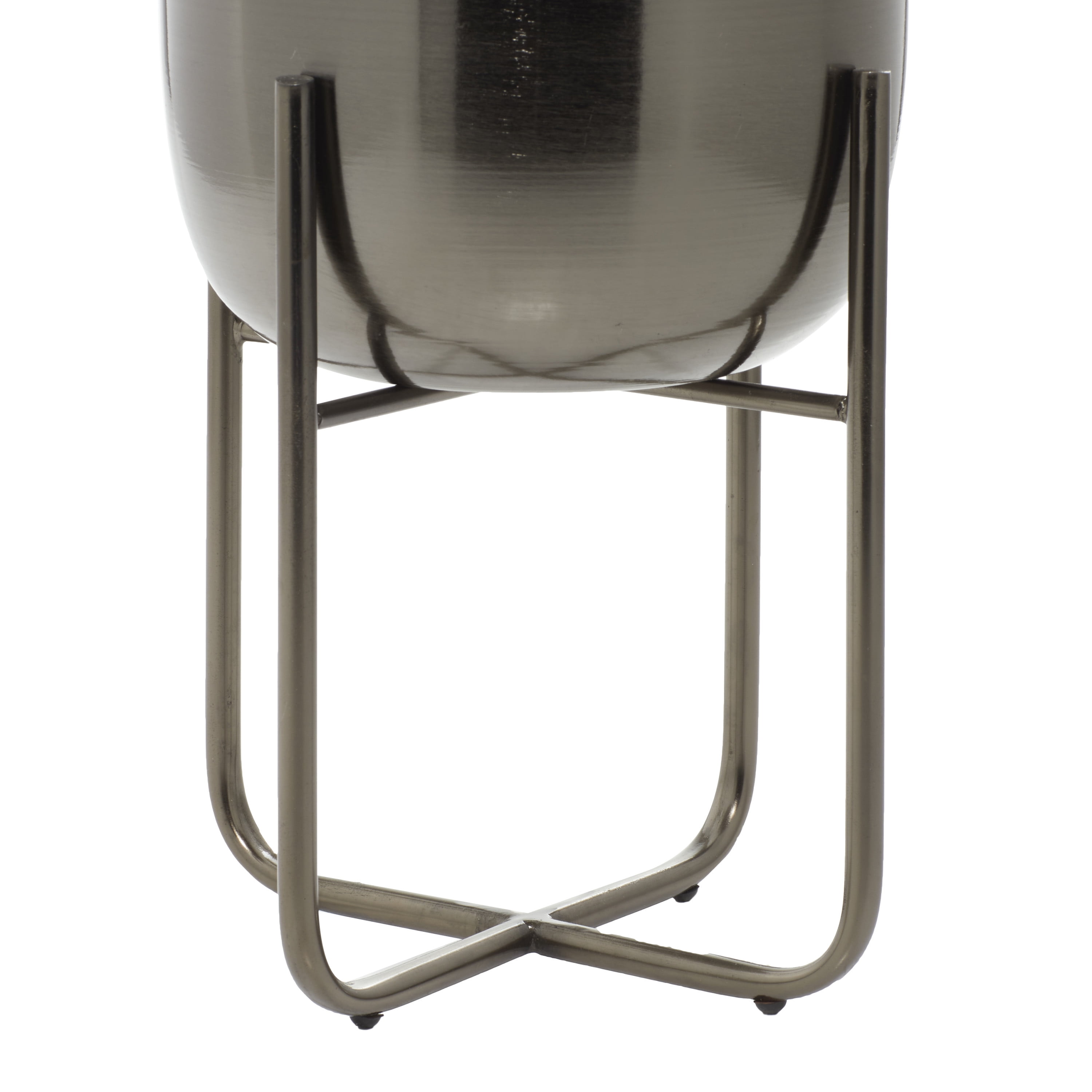 DecMode 16" and 13"H Indoor Outdoor Black Metal Planter with Removable Stand (2 Count)