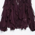 thumbnail image 5 of Women’s Tiered V Neck Blouse Oversized Loose Fit Top Cute Ruffled Long Sleeve Shirt Blouse 2025 Going Out Outfits, 5 of 8
