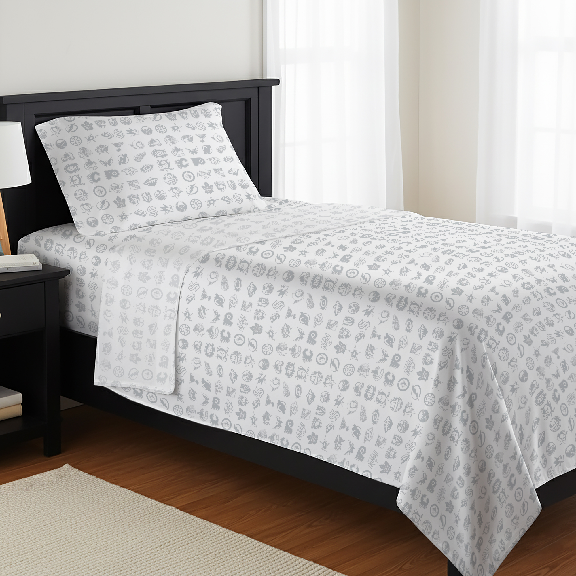 NHL Multi Team Puck Stop Twin Sheet Set