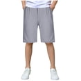 thumbnail image 4 of SERTG Kids Thin Cotton Shorts Elastic Waist Boys Loose Solid Color Casual Summer Wear Comfort Fit Everyday Bottoms(Gray,4-5 Years), 4 of 7