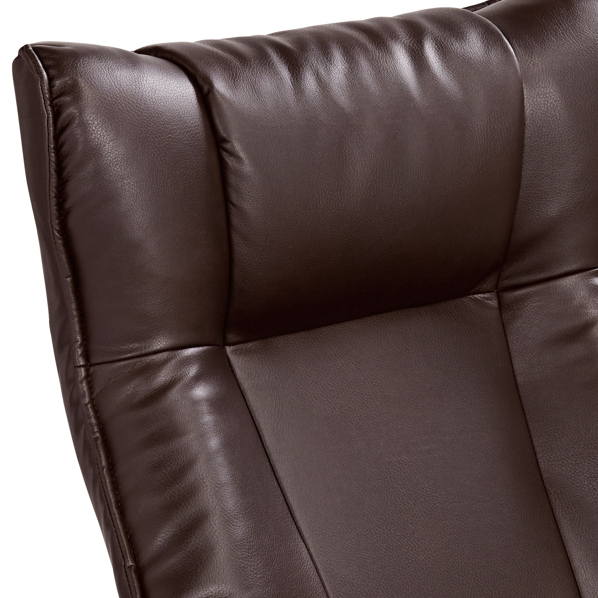 BenchMaster Morgan Java Faux Leather Recliner Chair Modern Armchair Ottoman Footrest Ergonomic Manual Reclining Swivel for Bedroom Living Room Reading