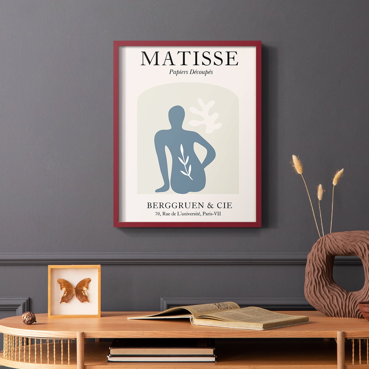 Matisse DVII Framed Print in Red Solid Wood Framed Print No Nail Hanging