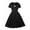 Black, variant on Kilaqueen Dresses for Women Square Neck Lapel Short Sleeve Maxi Dress Solid Color Vintage Trendy Cocktail Party Swing Dress