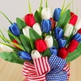 thumbnail image 6 of Red White Blue Artificial Floral Bouquet Wreath, Wall Hanging Decor for Independence Day, Patriotic Celebrations, for Outdoor Garden, Patio, Party Backdrop, Home Decorative Wreath Decor, 19*17in, C, 6 of 6