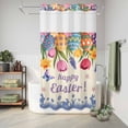 thumbnail image 6 of No Hook Shower Curtain, Easter Shower Curtains for Bathroom with See Through Top Window, Tulip Flowers Spring Easter Egg Bunny Butterfly Beige Waterproof Bath Curtain Stand Up Stall 36"x72", 6 of 9