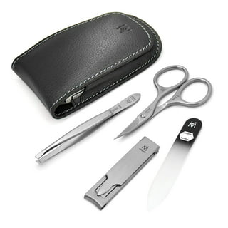 Germanikure 5pc Matte Stainless Steel Manicure Set in Black Leather CA