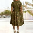 thumbnail image 4 of Ayolanni Summer Dresses for Women 2026 V-Neck Boho Short Sleeve Floral Midi A-Line Dress Twist Beach Vacation Fitted Waist Going Out Sundress with Pockets Green L, 4 of 5