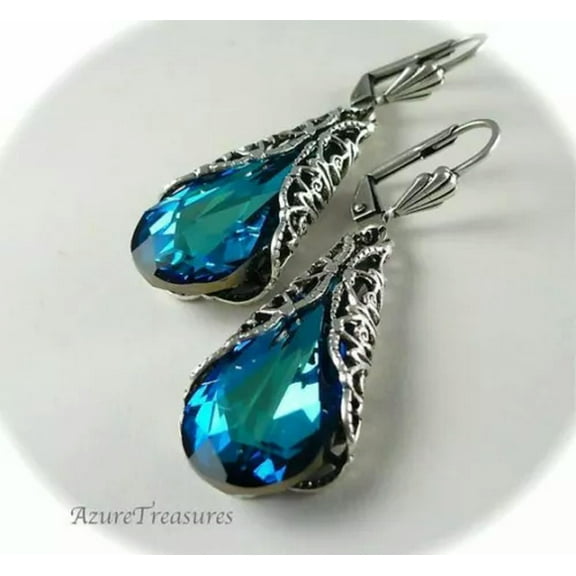 HOOUN 925 Silver Fire Opal White Topaz Woman Ear Hook Earrings Dangle Drop Jewelry-#2