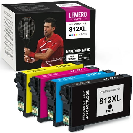 LemeroUexpect Replacement for Epson 812XL 812 XL T812XL Ink Cartridges for Workforce Pro WF-7840 WF-7820 EC-C7000 Printer (Black Cyan Magenta Yellow  4 Pack) Package contains 4-Pack High Yield ink cartridge replacement for Epson 812 XL 812XL T812XL ink cartridges combo pack. 1 x 812XL Black ink cartridge T812XL120-S 1 x 812XL Cyan ink cartridge T812XL220-S 1 x 812XL Magenta ink cartridge T812XL320-S 1 x 812XL Yellow ink cartridge T812XL420-S Our cartridges are compatible for WorkForce Pro WF-7840 WF-7820 EC-C7000 Printer. Estimated page yield is up to 1100 pages per T812XL Black ink cartridge  1100 pages per T812XL Color ink cartridge at 5% coverage (A4/Letter). Our products are made in an ISO 9001 and ISO 14001 certified facility  to ensure that they will be easy to install  be completely compatible with your printer  and will print sharp text and vivid colors.