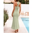 thumbnail image 5 of Merokeety Womens Summer Dresses Halter Backless Ruched Slit Maxi Formal Dress Green xl, 5 of 5