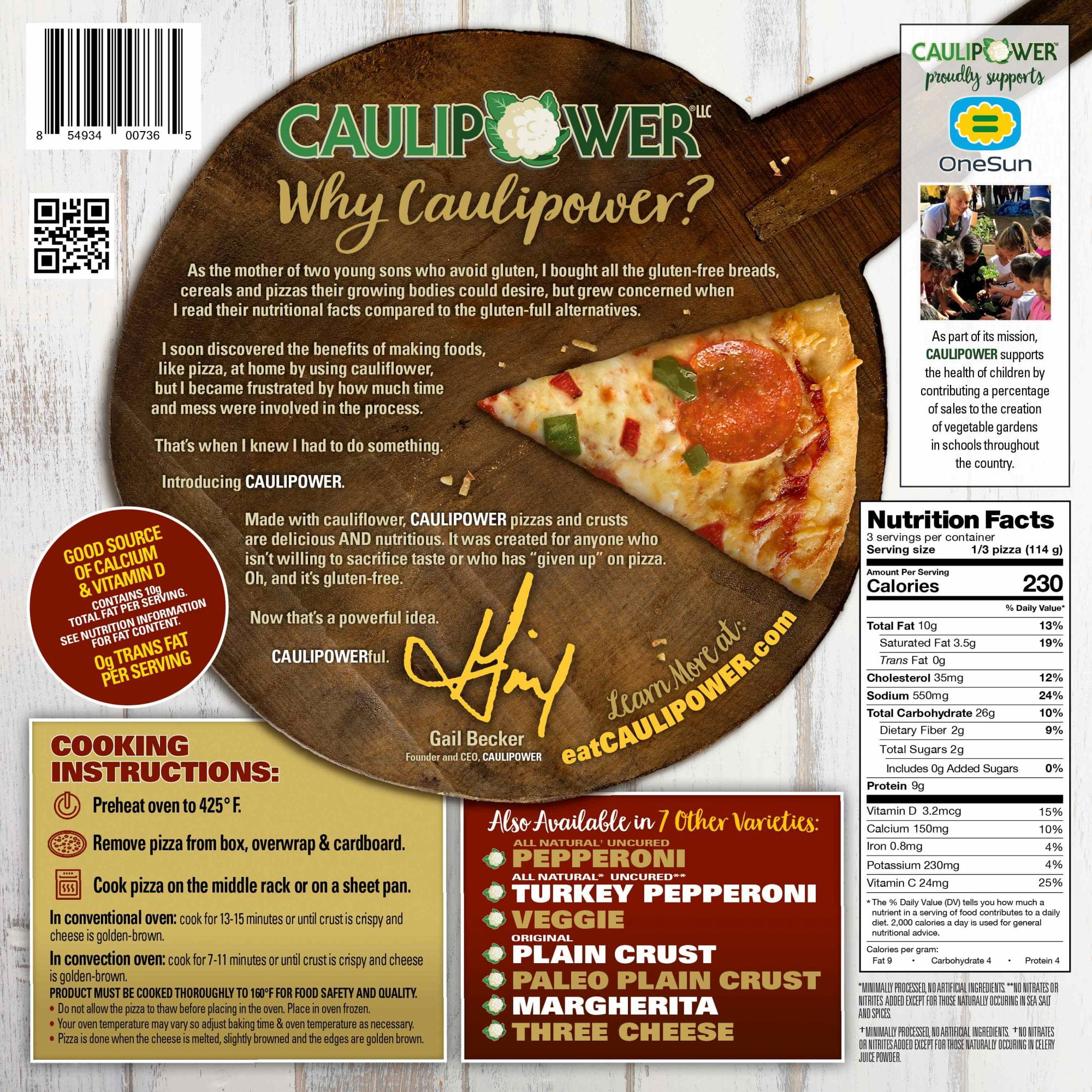 CAULIPOWER 10 in. Gluten Free Cauliflower Turkey Pepperoni Pizza, 11.3 oz. (Frozen)