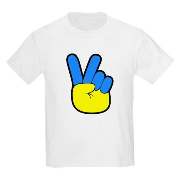 CafePress - Ukrainian Flag Peace Sign Ukraine Native H T Shirt - Light T-Shirt Kids XS-XL