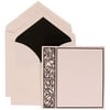 JAM Paper Wedding Invitation Set, Large Square, 7 x 7, Black Intricate Panel Set, White Card with Black Lined Envelope, 100/pack