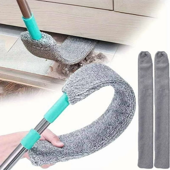 Saker Plus Mop - Retractable Gap Dust Cleaning Artifact with Bendable Head, 3 Washable Microfiber Cloths for Under Furniture, Refrigerator & Appliances, Ergonomic Long Handle Duster for Pet Hair