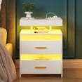 thumbnail image 5 of HNEBC LED Nightstand with Wireless Charging Station & USB/Type-C Ports, 3-Color LED Light Strip with Adjustable Brightness & Auto Induction, Smart Bedside Tables for Bedroom, 5 of 11