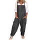 thumbnail image 1 of Mono de talla grande para mujer: mono holgado, sin mangas, cintura alta, pierna ancha, bolsillos, color liso, para todas las estaciones, 1 of 5