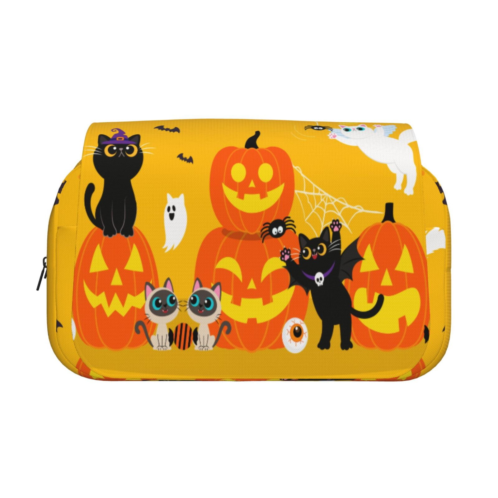 Rateoe Happy Halloween1 Pattern Double Clamshell Pen Case, Storage Organizer with Two Zipper Compartments– Holds Up to 50 Pencils & Pens