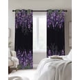 thumbnail image 2 of Purple Lavender Blackout Curtains for Bedroom, Thermal Insulated Window Treatment, Spring Watercolor Wildflowers Plant Black Grommet Top Blackout Draperies and Drapes for Basement 27.5"x39" 2 Panels, 2 of 8