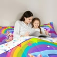 thumbnail image 4 of Manfei Floral Rainbow Unicorn 7-Piece Twin Bedding Sets,Galaxy Stars Bedding Comforter Set,Monogrammed Letter Breathable Sheet Sets,Lightweight Girls Bedroom Decor,Reversible, 4 of 7