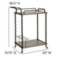 thumbnail image 5 of Light Oak Wood Kitchen Server/Bar Cart with 3 Bottle Compartment, 5 of 7