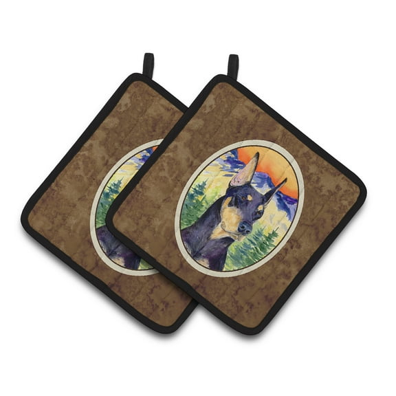 Caroline's Treasures SS8658PTHD Doberman Pair of Pot Holders, 7.5HX7.5W, multicolor