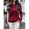 thumbnail image 4 of Women Casual Trendy Classic Pullover Sweaters Fall Outfits Wine Red S, 4 of 8