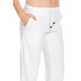 thumbnail image 4 of Comfy Drawstring Linen Pants Long with Band Waist (White), 4 of 6