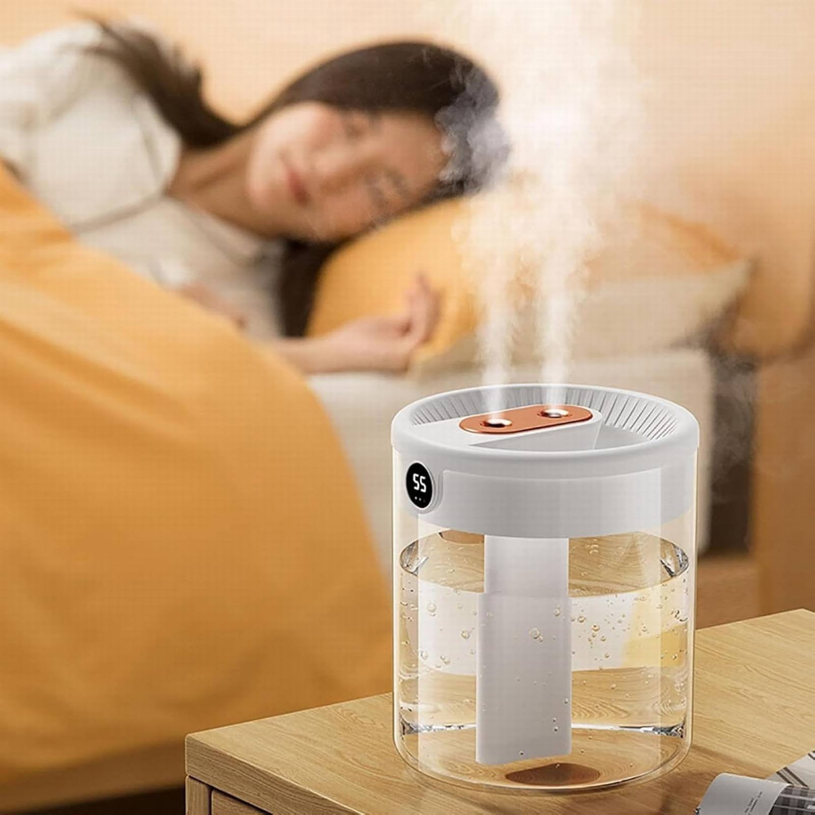 ZMKIAG 2L Quiet Cool Mist Humidifiers for Home Nursery Indoor Plants, Double Nozzle Quiet Air Humidificador for Large Room Bedroom Indoor Plant Lasts up to 24 Hours