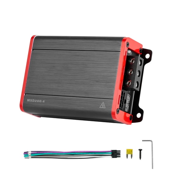 KFFKFF 4-Channel Car Audio Amplifier, 2-Ohm Stable, Bridgeable Class D Full Range Amp, Max Output: 4 x 120W at 4 Ohms / 4 x 200W at 2 Ohms, Suitable for Cars, SUVs, Trucks, and Off-Road Vehicles