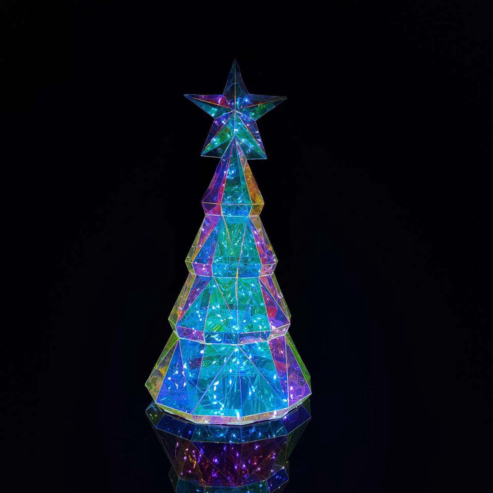 Outoloxit Holographic LED Christmas Tree with 100 Lights, USB Powered, 15 Inch Desktop Decoration for Christmas Gift
