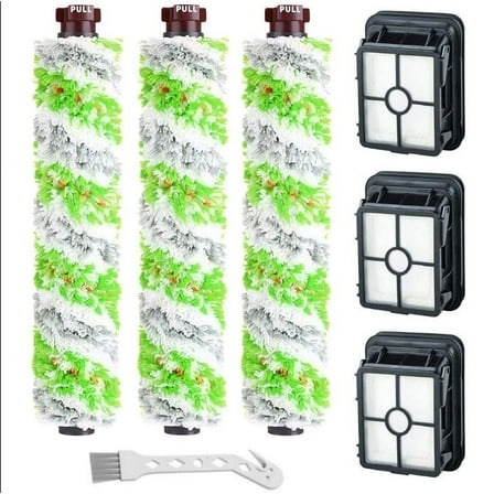 3 Pack 2460 Multi-Surface Pet Pro Brush Rolls   3 Pack 1866 Replacement Vacuum Filters for Bissell CrossWave Pet Pro 2306A & CrossWave 1785 Series, Compare to Part 1613568&161-3568, 1608684