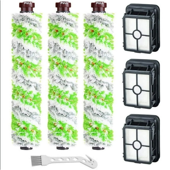 3 Pack 2460 Multi-Surface Pet Pro Brush Rolls   3 Pack 1866 Replacement Vacuum Filters for Bissell CrossWave Pet Pro 2306A & CrossWave 1785 Series, Compare to Part 1613568&161-3568, 1608684