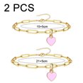 thumbnail image 2 of Pulseras y Tobilleras de Corazón de Acero Inoxidable para Hombre Mujer, Pulsera (15+5cm), Tobillera (21+5cm) Ajustable, 2 of 6