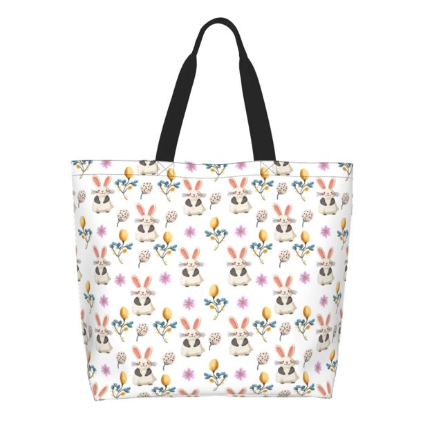 Fotbe easter Bolsa Tote Estética de Lona con Estampado para Mujer - Bolsa Reutilizable de Hombro Casual para Vacaciones, Compras, Trabajo y Gimnasio