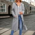 thumbnail image 4 of Huhudde Longline Hooded Zip Up Jackets Women's Loose Fit Cotton Coat Long Sleeve Sweatshirt Outerwear For Autumn Winter Comfort, 4 of 18