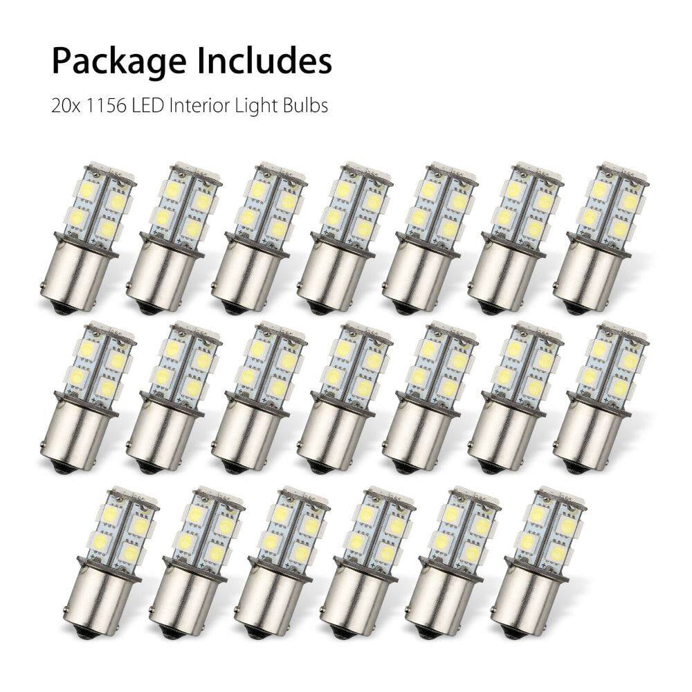 20Pcs 1156 LED RV Bulb, Light Bulbs for 12V RV Car Camper Trailer Interior Indoor Lights Backup Light Etc, Super Bright 5050 13-SMD 6000K White Podofo