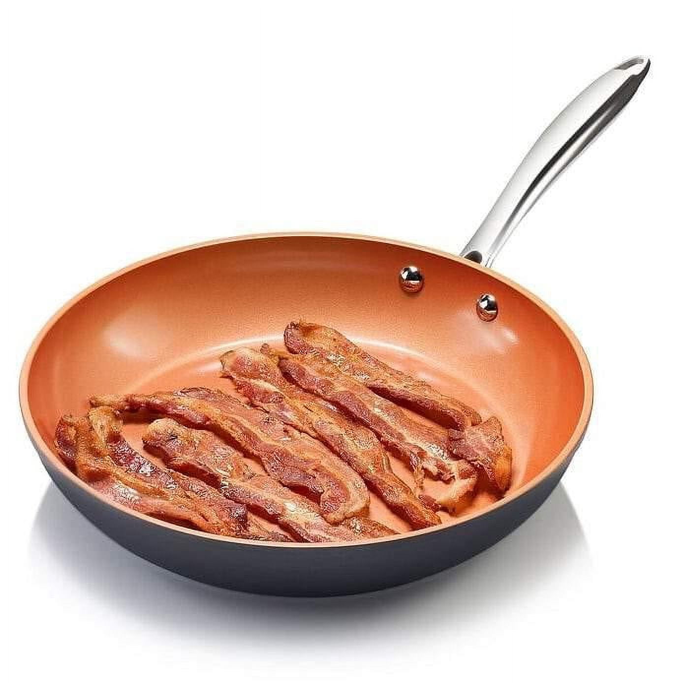 Gotham Steel Hard Anodized 8", 10", 12" Premium Chef's Skillet Set, with Ultimate Nonstick Ceramic & Titanium Coating, Oven and Dishwasher Safe, Brown, Large
