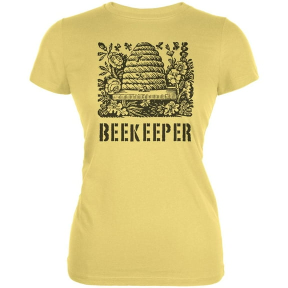 Vintage Bee Beekeeper Hive Juniors Soft T Shirt Yellow X-LG