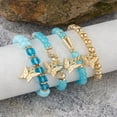 thumbnail image 2 of CFIOZYOS 4Pcs Set Bohemian Butterfly Crystal Stone Stretch Pendant Bracelets for Women Gold Beaded Stackable Stretch Bracelet Colorful Charm Jewelry Boho Summer Beach, 2 of 7