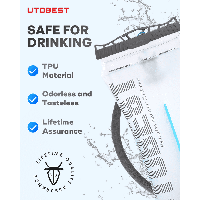 UTOBEST UTR210 Hydration Reservoir 3L TPU Water Bladder Water Storage Bag BPA Free For Outdoor Running Cycling Climbing - 18