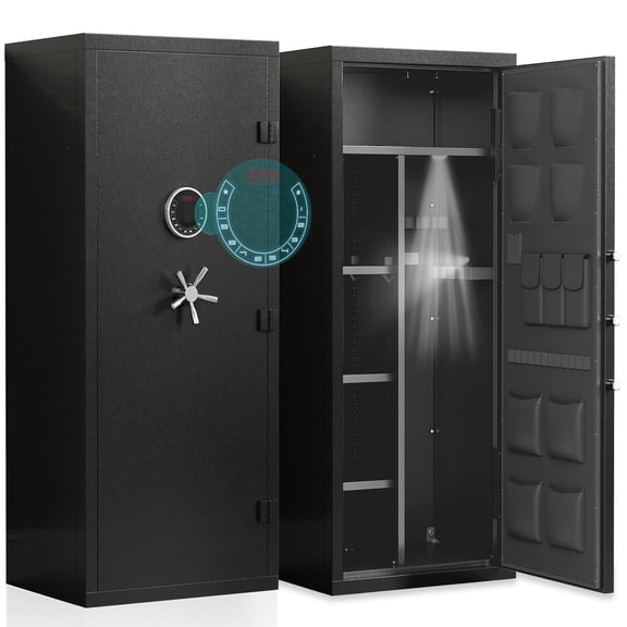 15-20 Gun Safe, Large Gun Safe for Pistols, Unassembled Safe with Adjustable Shelf & Gun Rack, Gun Safe for Home and Shotgun, Quick Access Gun Cabinet with Mute Function & Dual Alarm