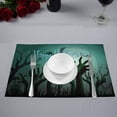 thumbnail image 2 of MKHERT Halloween Zombie Party with Bats and Full Moon Placemats Table Mats for Dining Room Kitchen Table Decoration 12x18 inch,Set of 6, 2 of 4