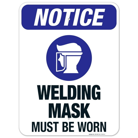 Welding Mask Must Be Worn Sign, OSHA Sign, 18x24 Aluminum