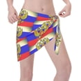 thumbnail image 7 of Women Russian Flag Sarong Coverups Chiffon Short Swimsuit Wrap Skirt Beach Bikini Tie Cover Up Wraps, 7 of 7