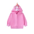 thumbnail image 2 of SonxaHe Toddler Girl's Hoodies Cartoon Unicorn Prints Zip Hooded Sweatshirts Child Fashion Breathable Relaxed Clothes Pink,Size 3-4 Y, 2 of 8